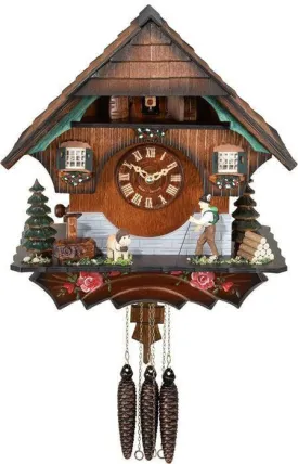 11" Quartz German Cuckoo Clock with Volksmarcher who Raises Staff