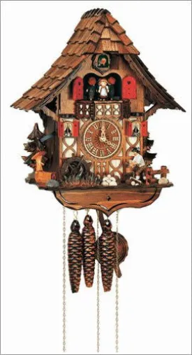 14" Musical Wood Choppers Black Forest German Cuckoo Clock