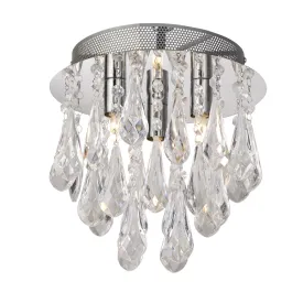 3 Light Chrome Ceiling Light With Clear Acrylic Drops