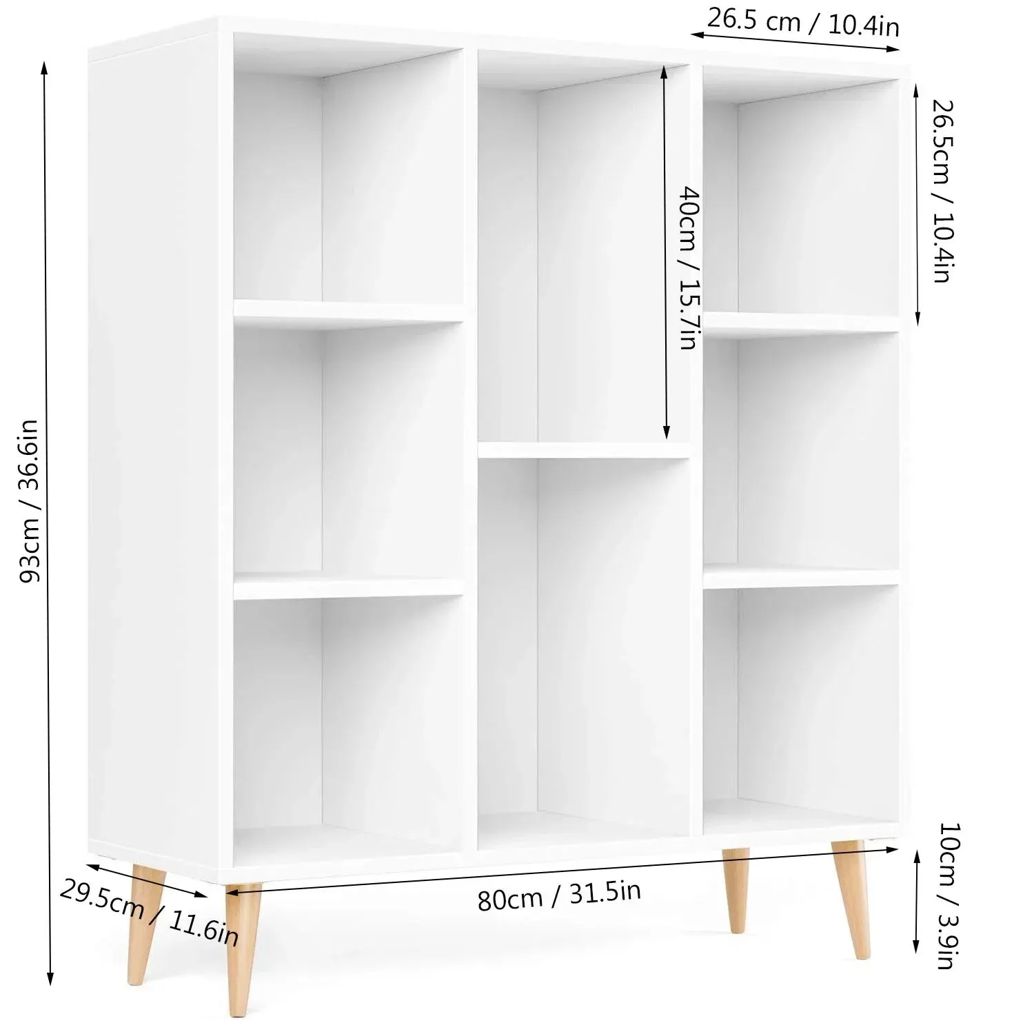 8-Cube Wooden Storage Organizer in White