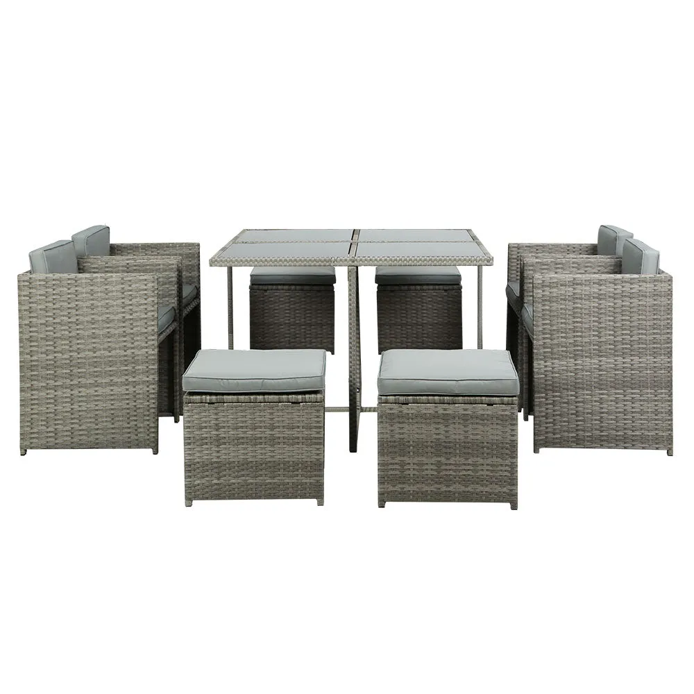 9-Piece UV-Resistant Wicker Outdoor Dining Set - Gardeon