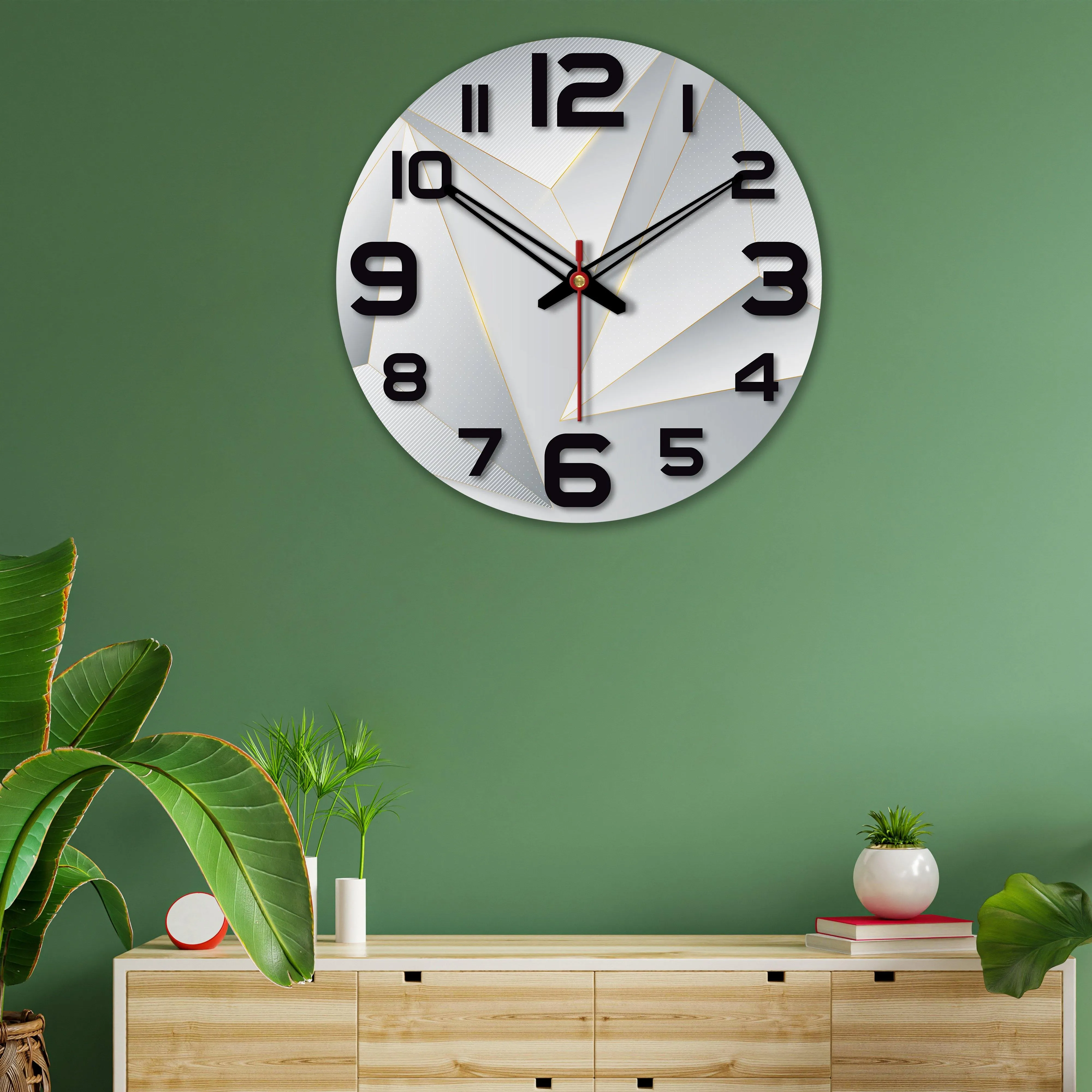 Abstract Shapes Wooden Wall Clock For Living Room