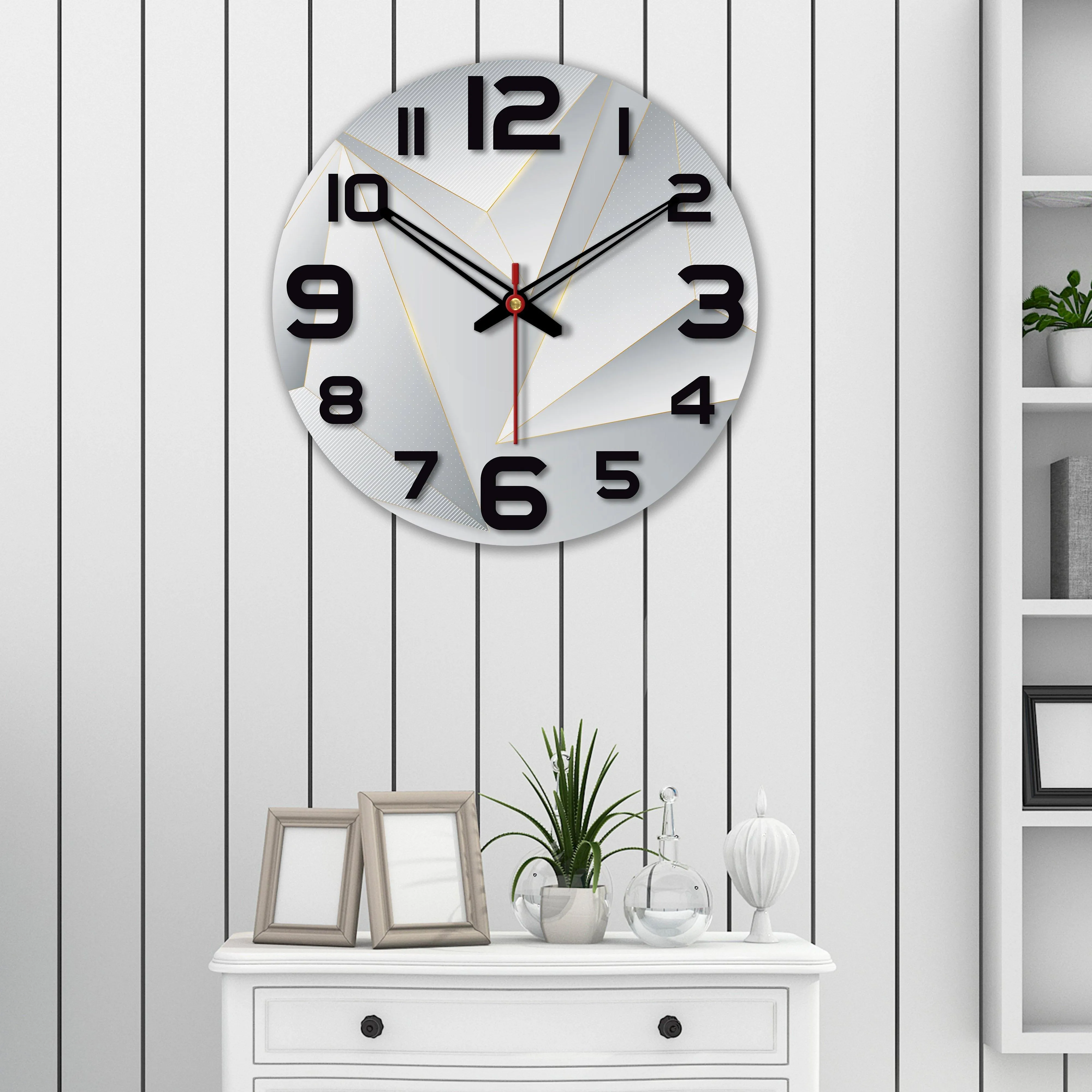 Abstract Shapes Wooden Wall Clock For Living Room