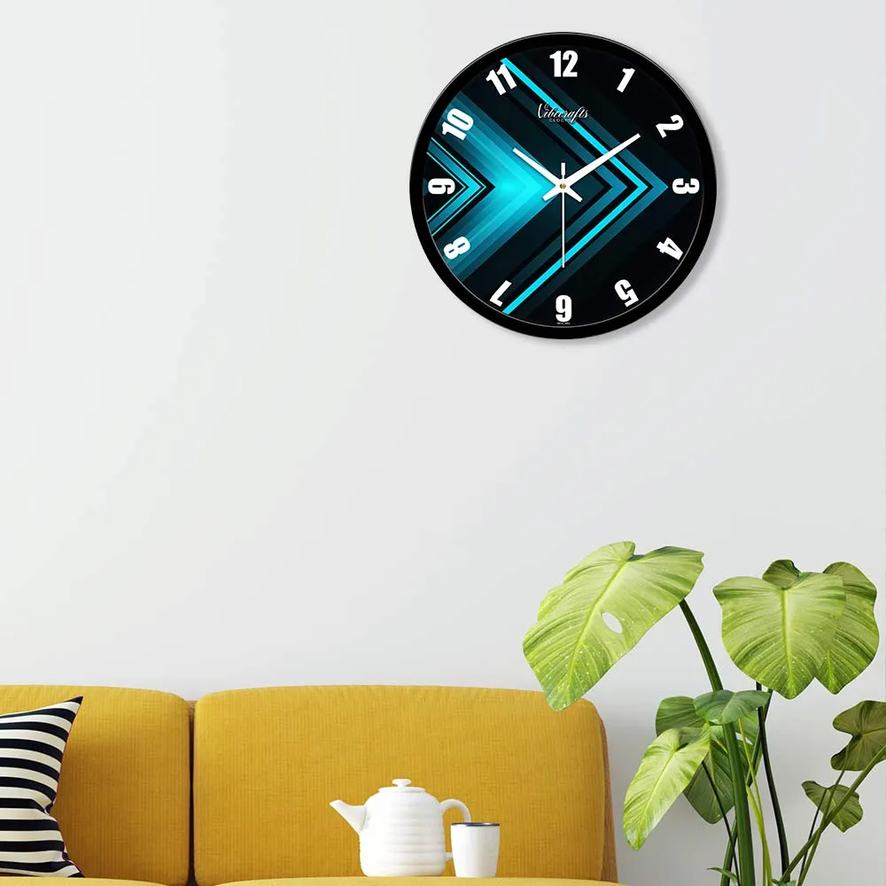 Abstract Twin Blue Arrow Glossy Material Designer Wall Clock