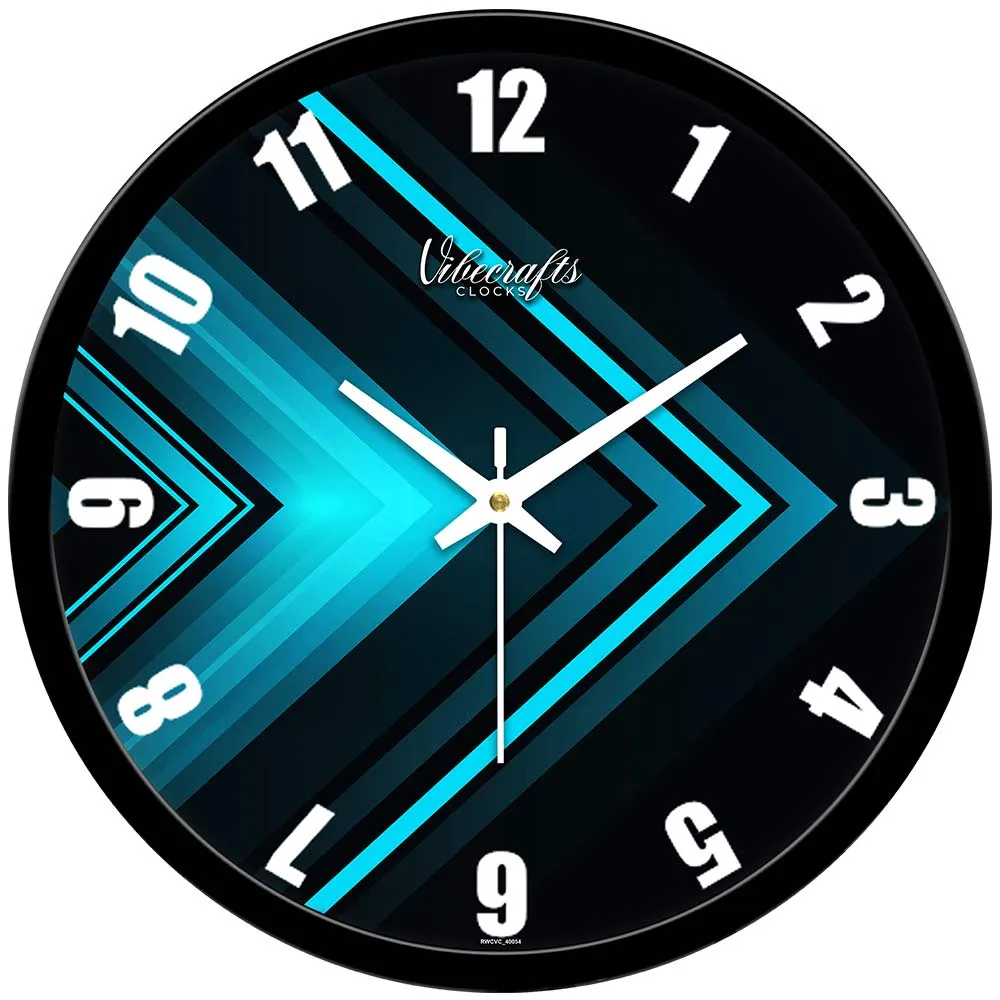 Abstract Twin Blue Arrow Glossy Material Designer Wall Clock