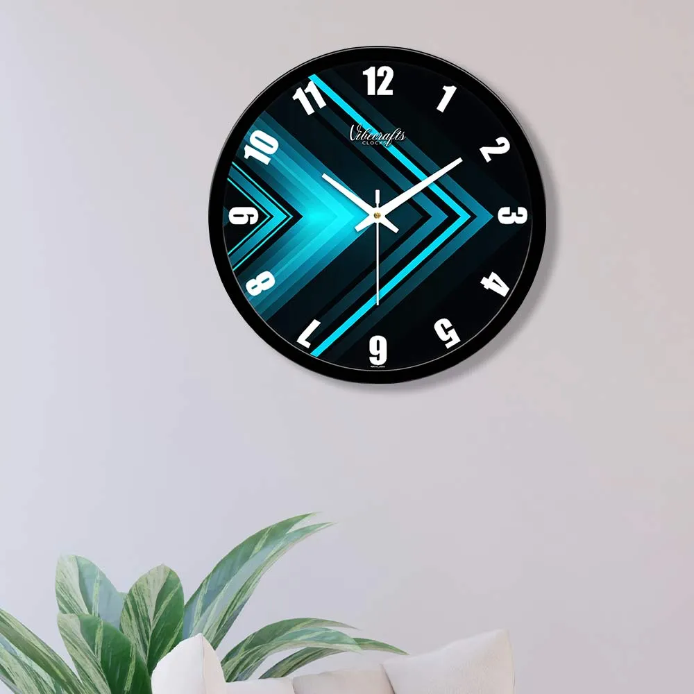 Abstract Twin Blue Arrow Glossy Material Designer Wall Clock