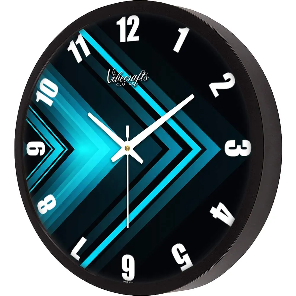 Abstract Twin Blue Arrow Glossy Material Designer Wall Clock