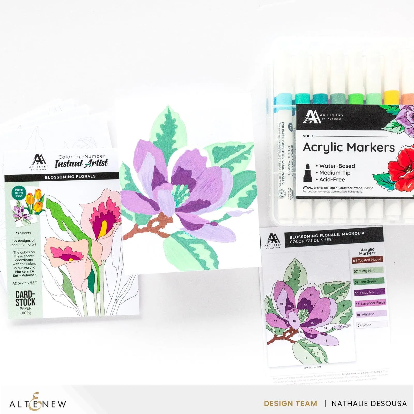 Acrylic Marker Set & Color-by-Number Sheets Bundle