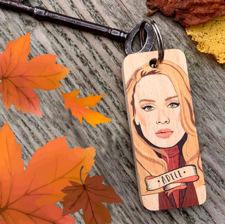 Adele Character Wooden Keyring - RWKR1