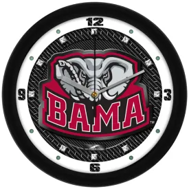 Alabama Crimson Tide Wall Clock - Carbon Fiber Textured