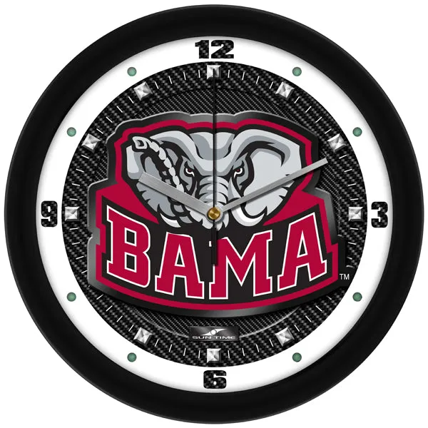 Alabama Crimson Tide Wall Clock - Carbon Fiber Textured