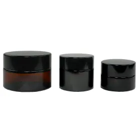 Amber Glass Jars 3pcs