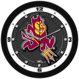 Arizona State Sun Devils Wall Clock - Carbon Fiber Textured