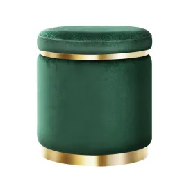 Artiss Ottoman Foot Stool Round Velvet Green