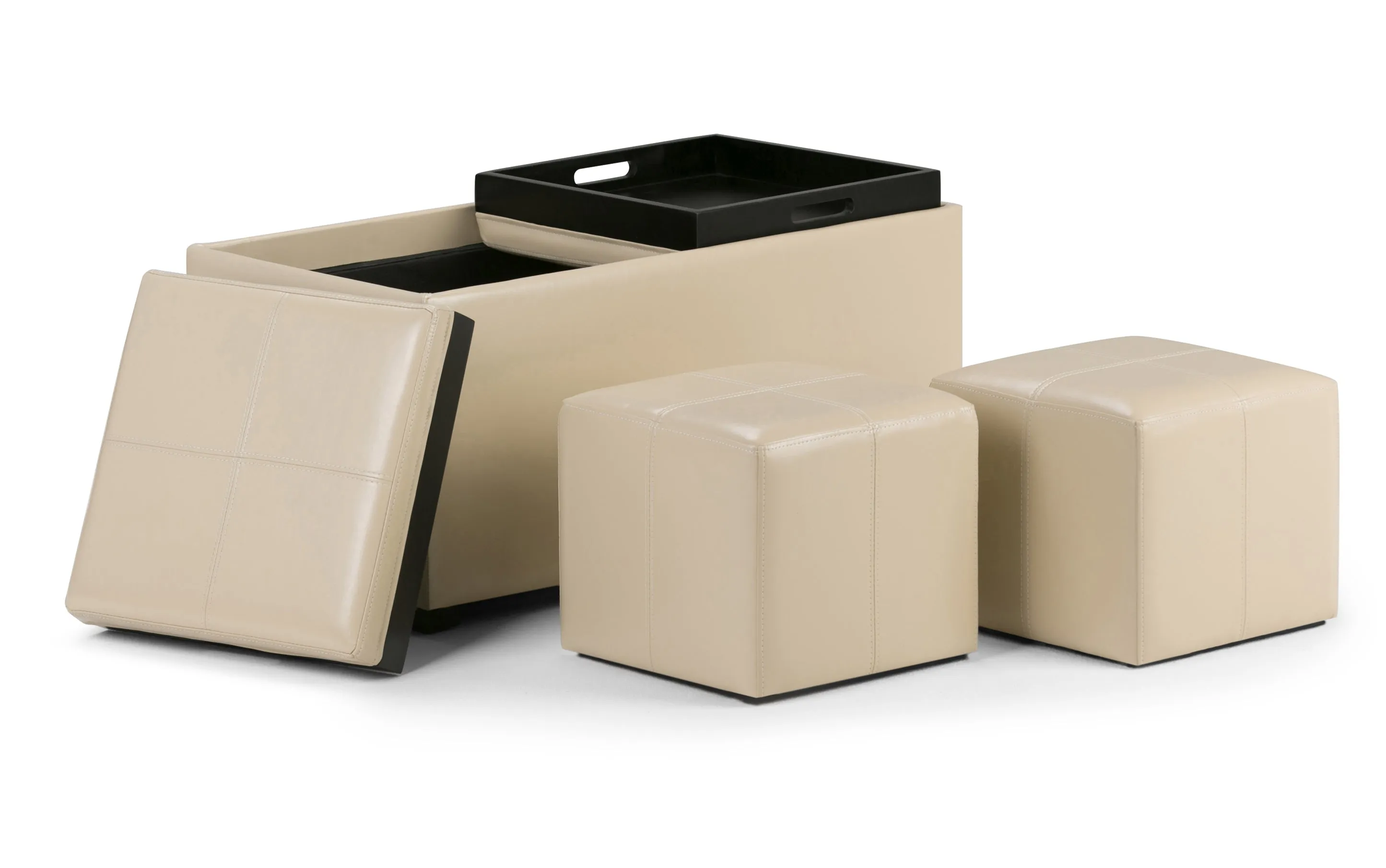 Avalon 5 Pc Storage Ottoman in Vegan Leather