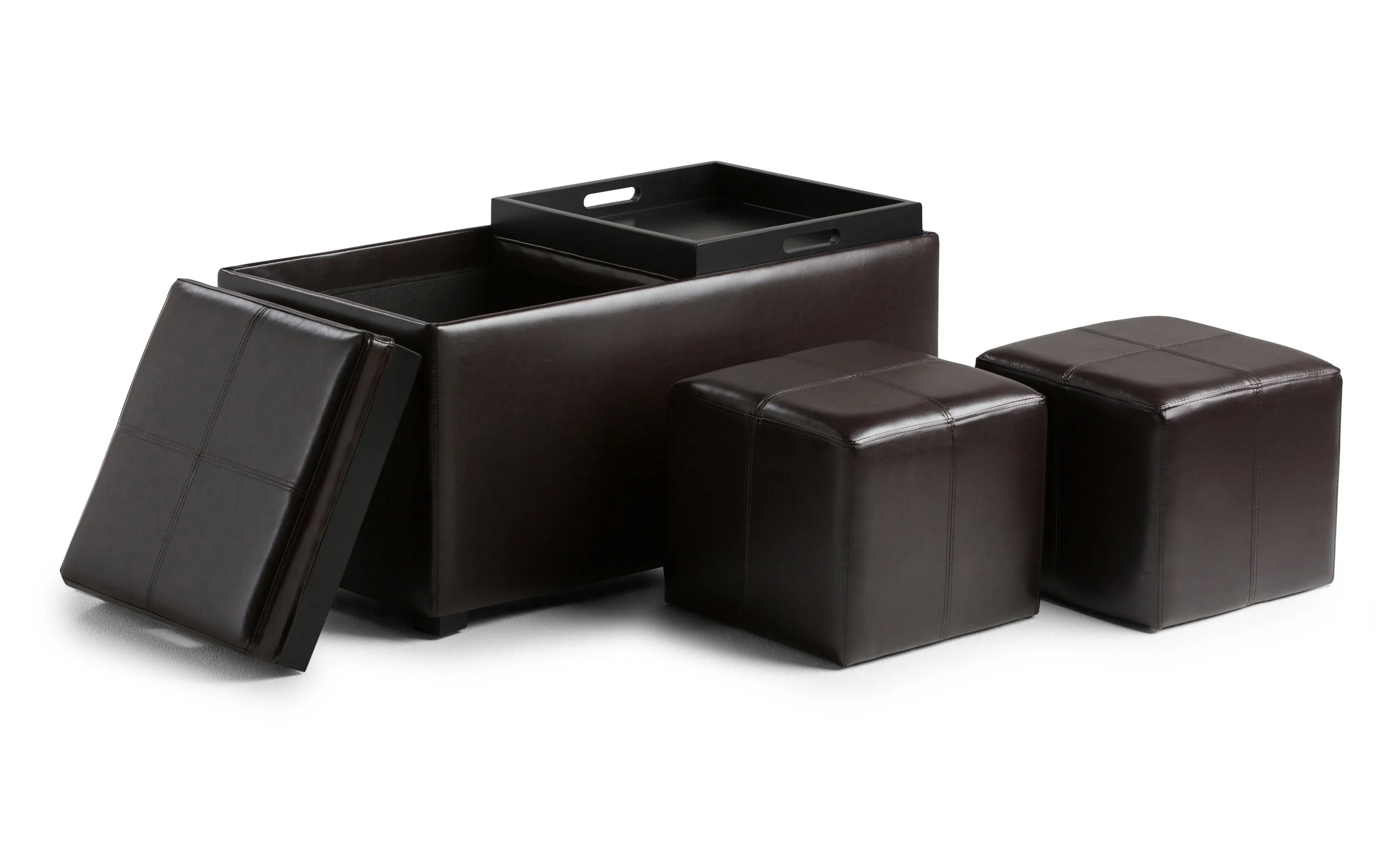 Avalon 5 Pc Storage Ottoman in Vegan Leather