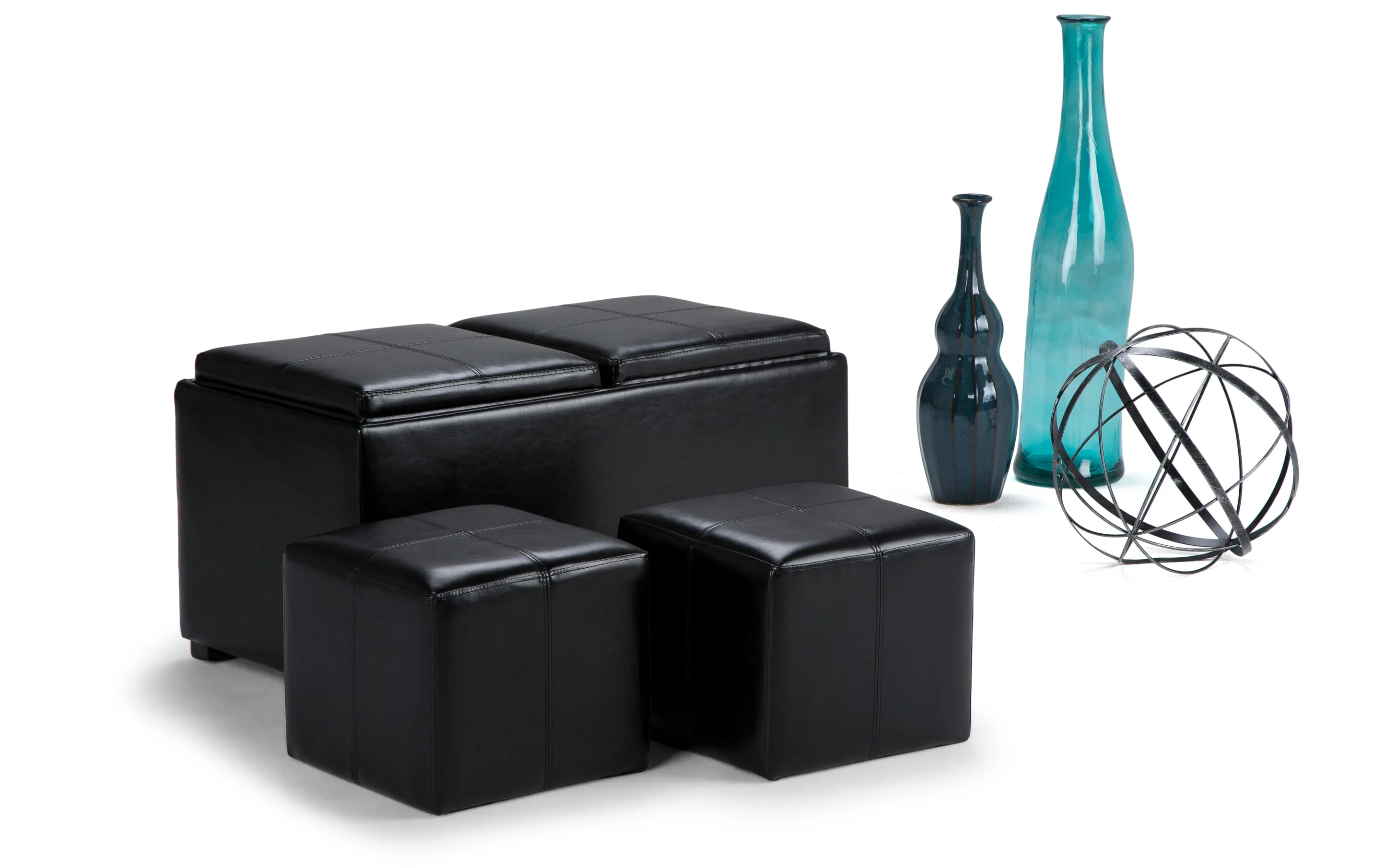 Avalon 5 Pc Storage Ottoman in Vegan Leather