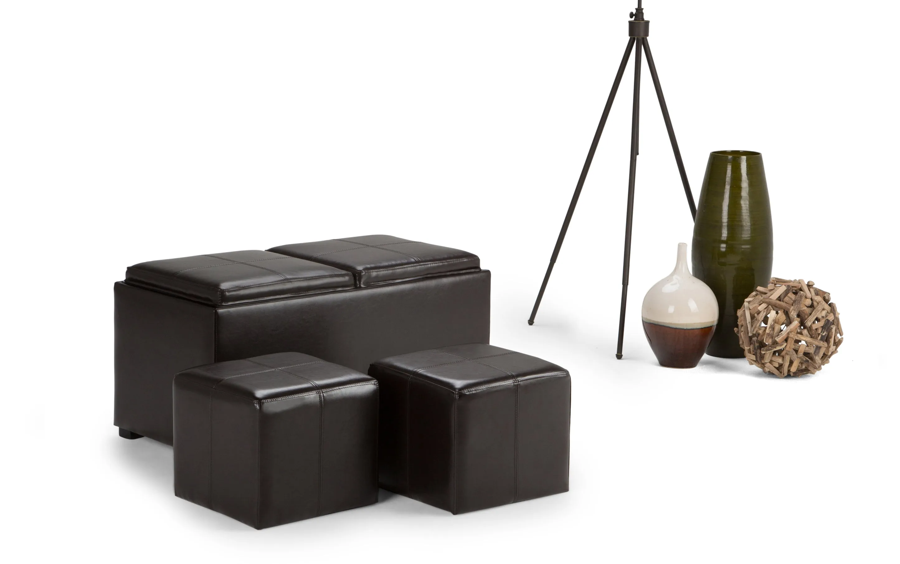 Avalon 5 Pc Storage Ottoman in Vegan Leather