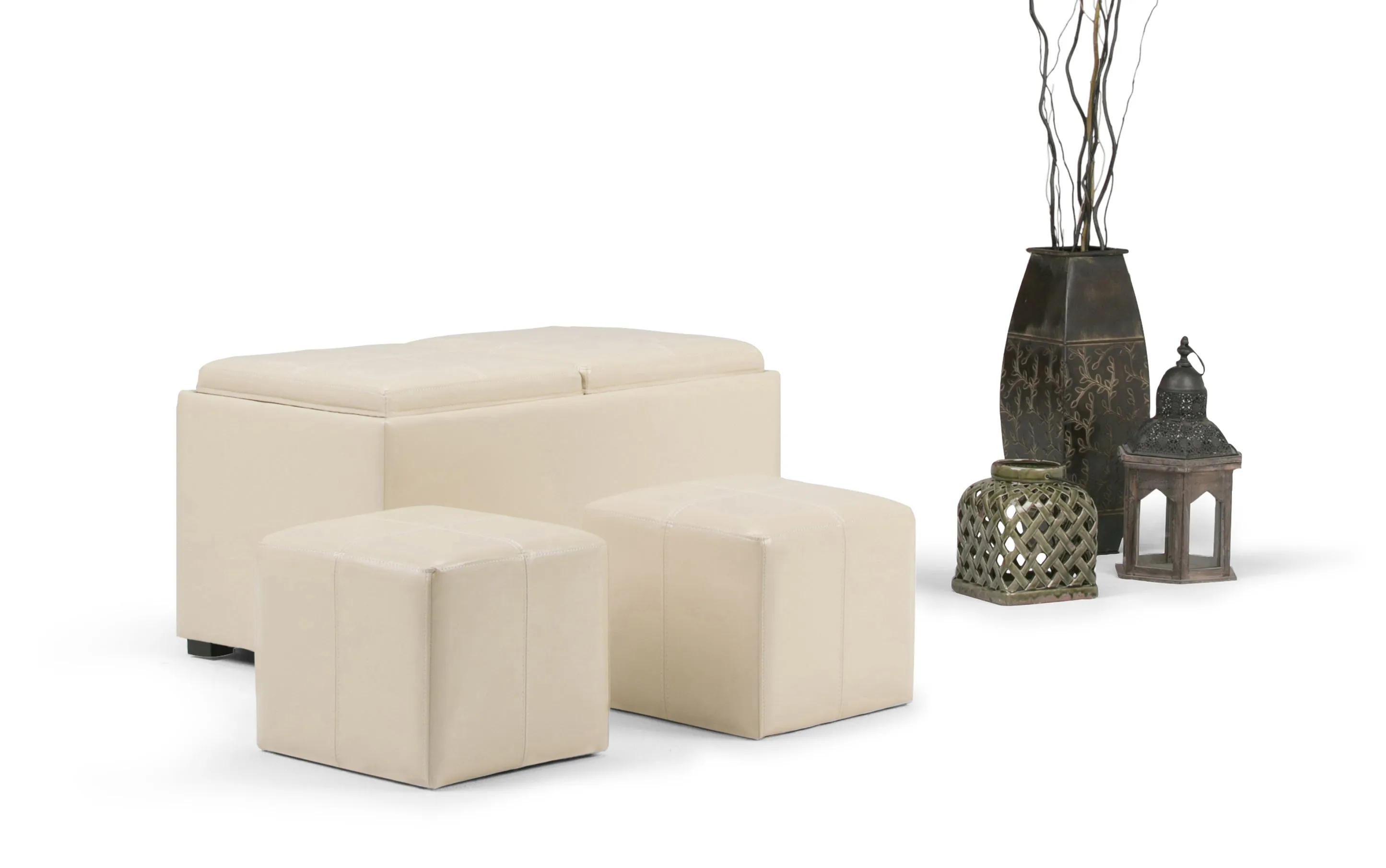 Avalon 5 Pc Storage Ottoman in Vegan Leather