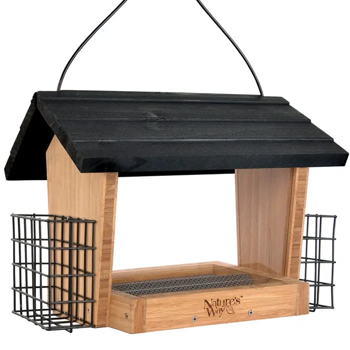 Bamboo 6QT Hopper Bird Feeder with Suet