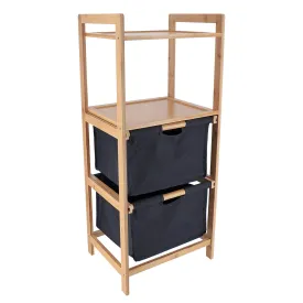 Bamboo Furniture With 2 Polyester Baskets And Shelves - Black