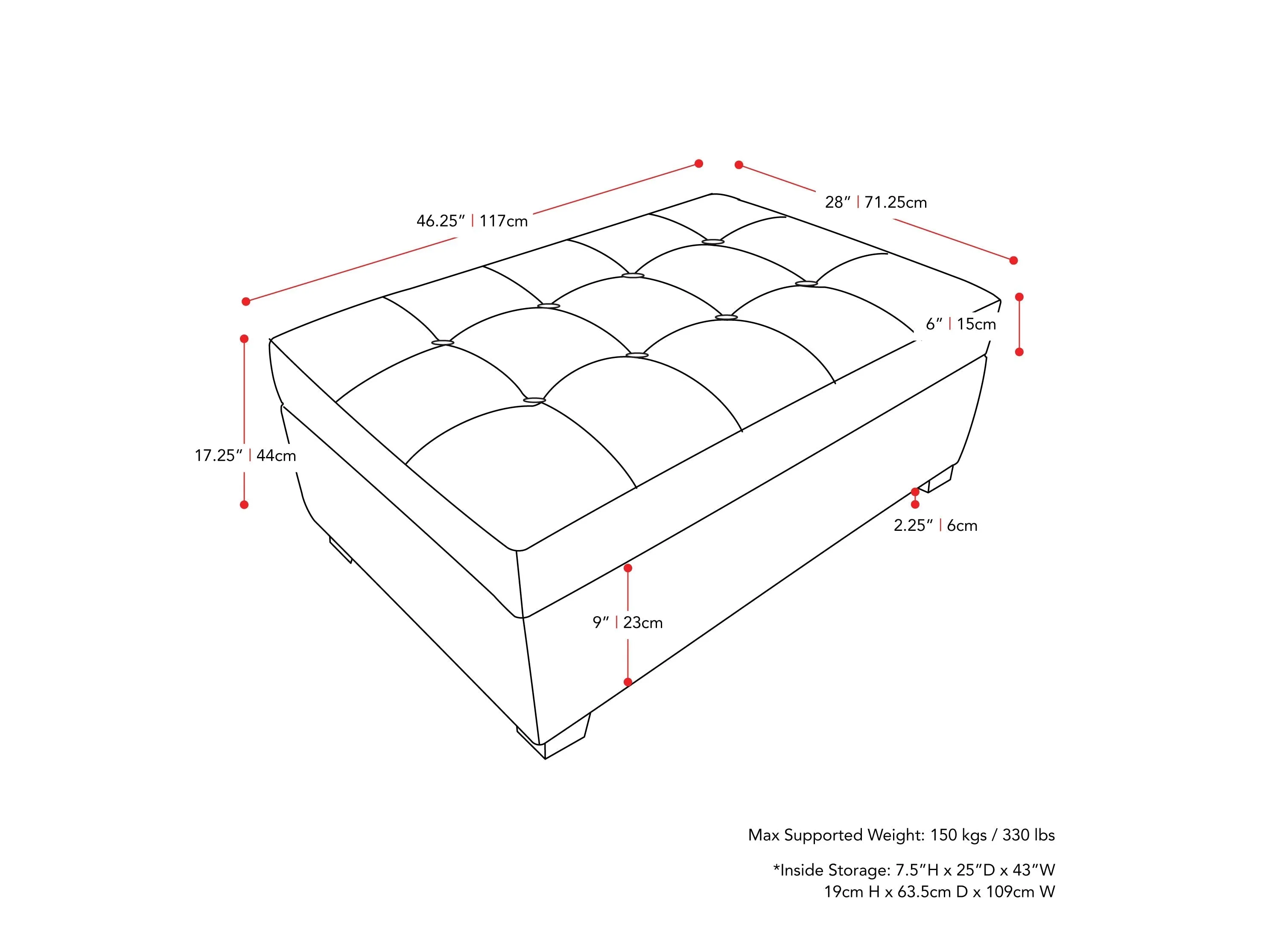 Beige Tufted Storage Bench