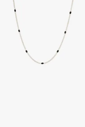 Black dotted chunky chain necklace silver 