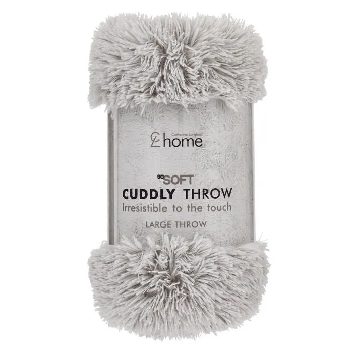 Catherine Lansfield Cuddly Shaggy Throw Silver