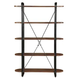 Chitra Wooden & Metal Industrial 5 Tier Ladder Bookshelf or Bookcase