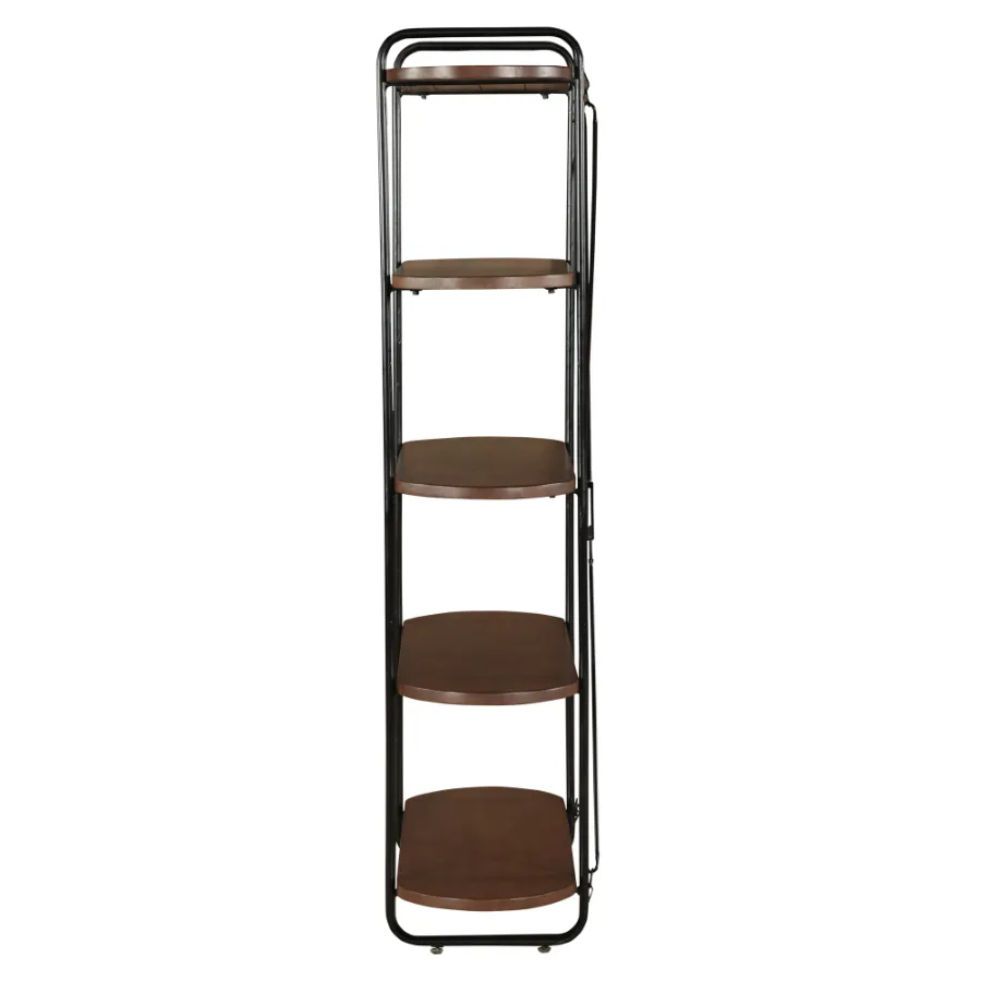 Chitra Wooden & Metal Industrial 5 Tier Ladder Bookshelf or Bookcase