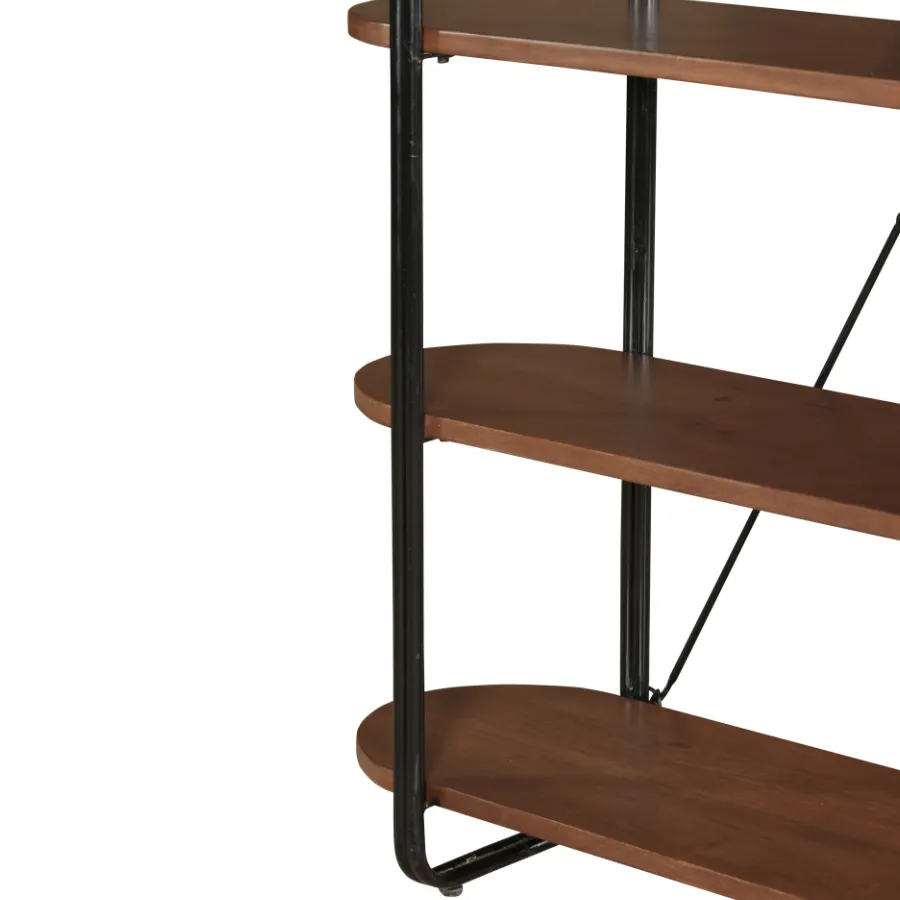 Chitra Wooden & Metal Industrial 5 Tier Ladder Bookshelf or Bookcase