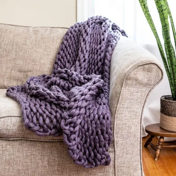 Chunky Knit Throw ~ Indigo