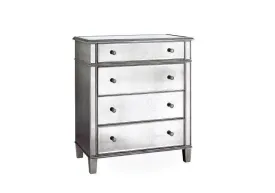 Danielle Mirrored 4 Drawer Chest - Silver