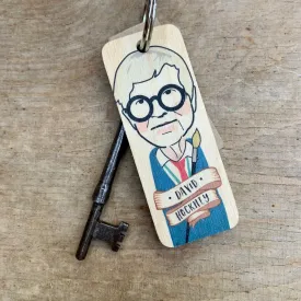 David Hockney Artistic Character Wooden Keyring - RWKR1