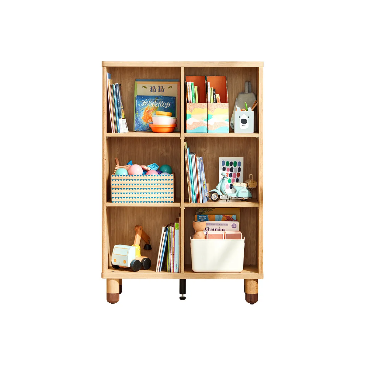 Dear Bear Kids Oak Storage Bookshelf