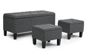 Dover 3 Pc Storage Ottoman in Linen