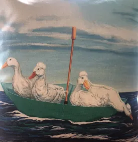 DUCKS FLOATING IN AN UMBRELLA THROW CUSHION (18X18)