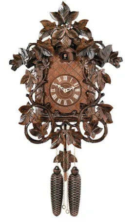 Eight Day 18" House Vines Leaves Hand Carved German Cuckoo Clock