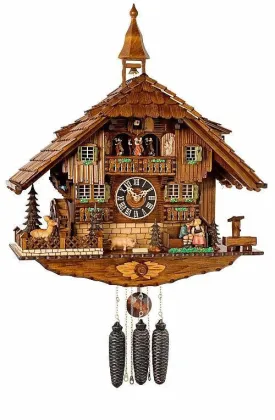 Eight Day Musical 23" German Cuckoo Clock Kissing Lovers