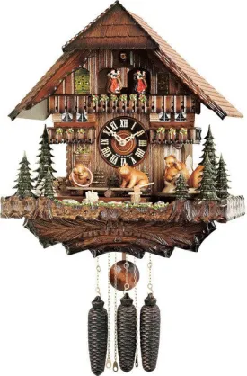 Eight Day Musical German Cuckoo Clock with Bears Revolving Seesaw