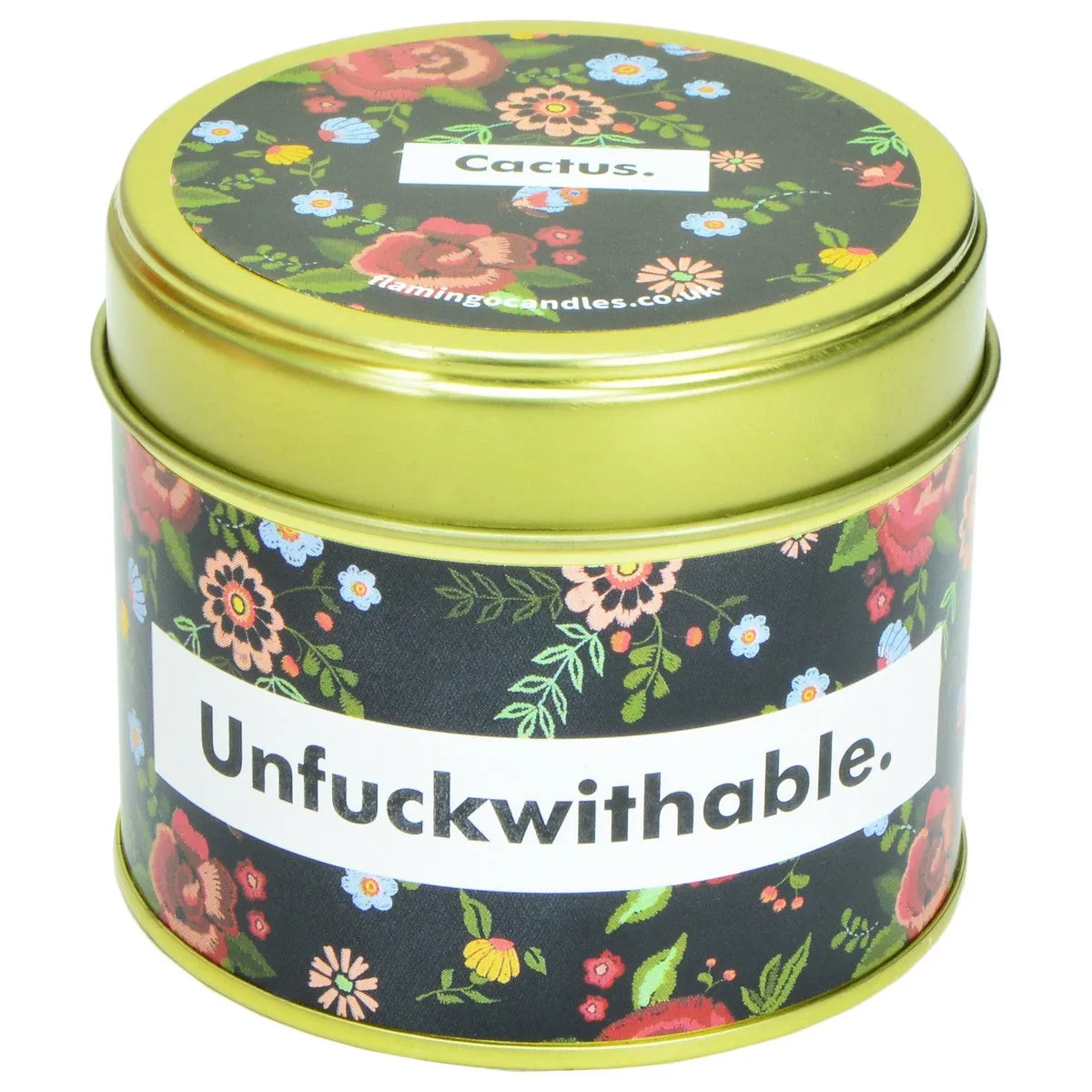 Frangipani & Lemon Unfuckwithable Dark Floral Print Tin Candle