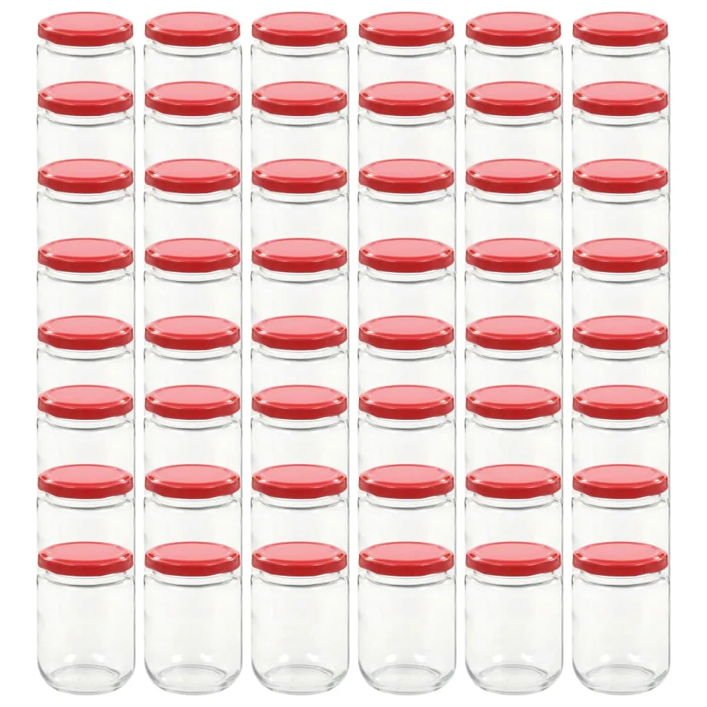 Glass Jam Jars with Red Lid 48 pcs 230 ml