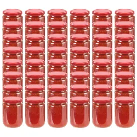 Glass Jam Jars with Red Lid 48 pcs 230 ml