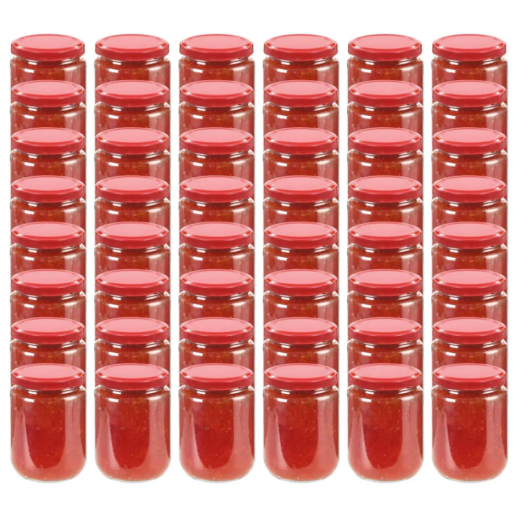 Glass Jam Jars with Red Lid 48 pcs 230 ml