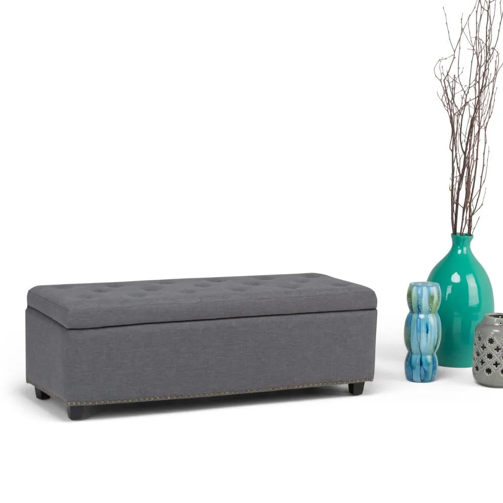 Hamilton Storage Ottoman in Linen