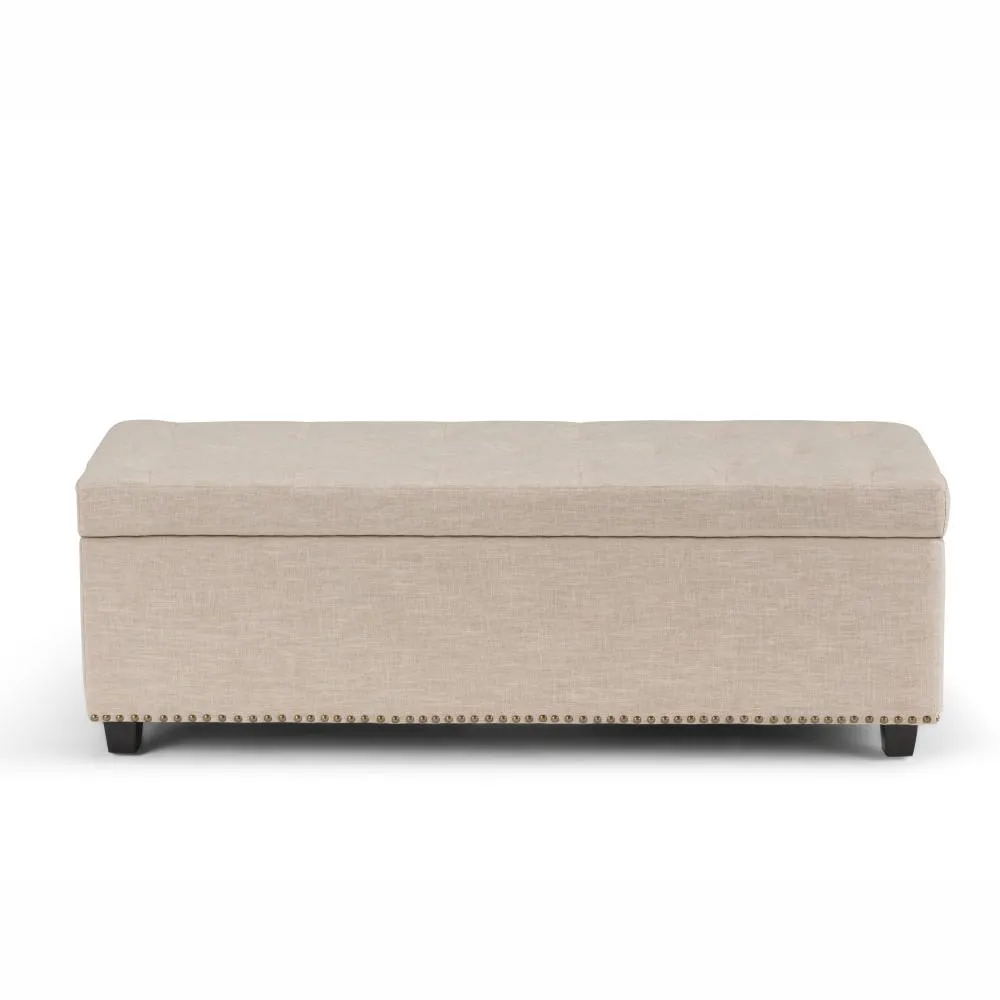 Hamilton Storage Ottoman in Linen