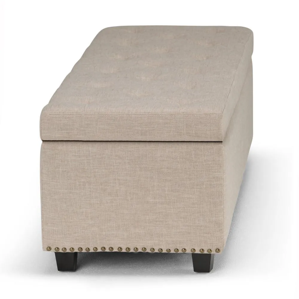 Hamilton Storage Ottoman in Linen