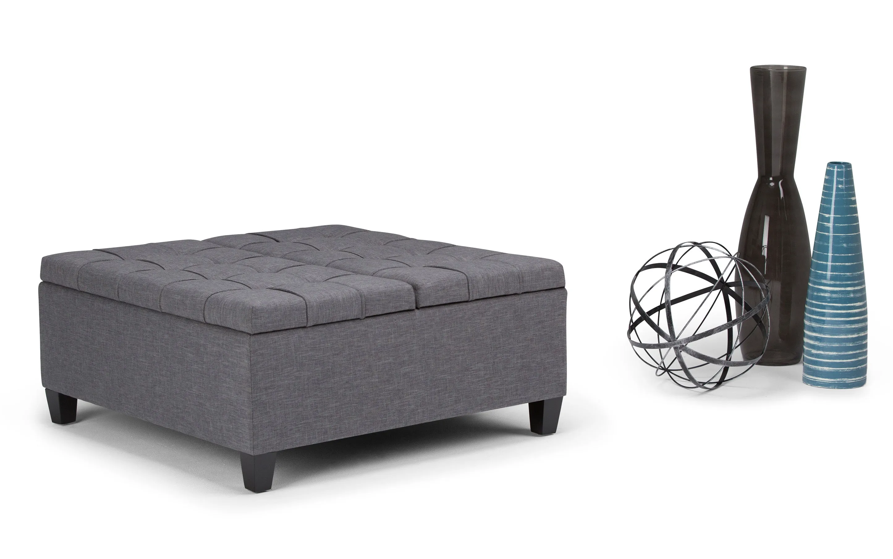 Harrison Coffee Table Ottoman in Linen