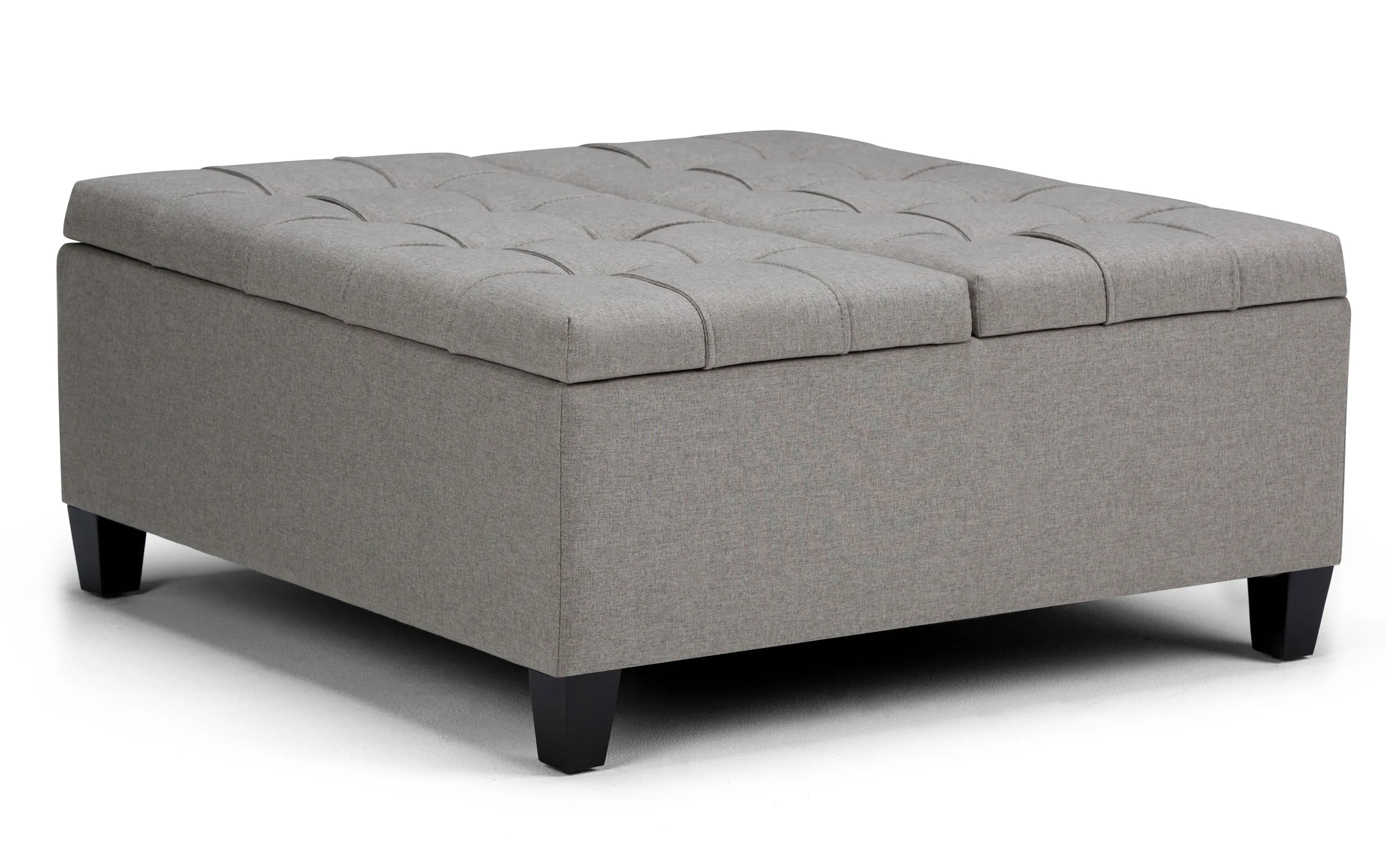 Harrison Coffee Table Ottoman in Linen