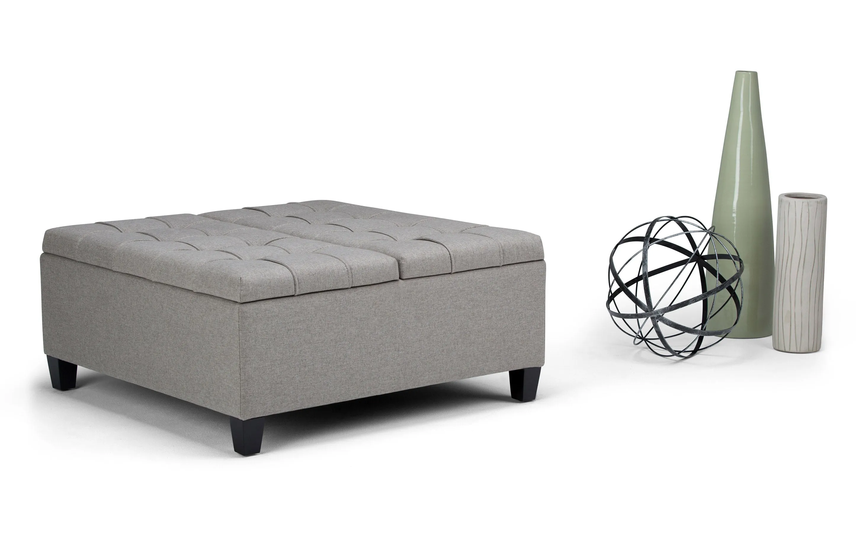 Harrison Coffee Table Ottoman in Linen